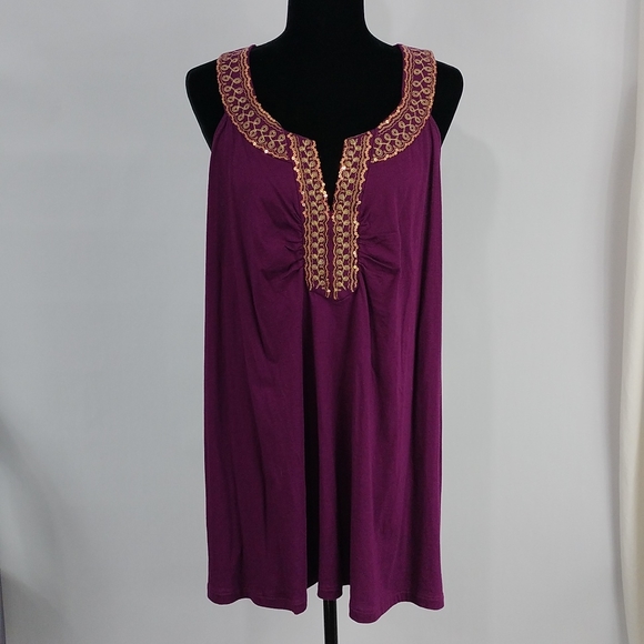 Lane Bryant Tops - Lane Bryant Embroidery and Sequin Embellished Tank